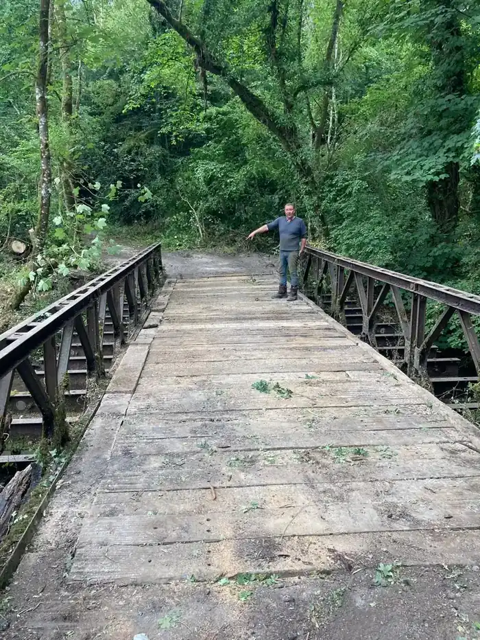 Repaired timber bridge deck at Great Elm, Somerset